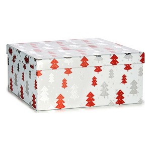 Geschenkbox Krist+ Weiß Rot Silberfarben Silber Weihnachten Weihnachtsbaum 28,5 x 17 x 37,5 cm