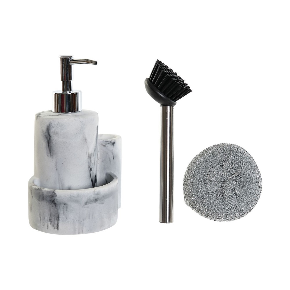 Distributeur de Liquide Vaisselle 2 en 1 DKD Home Decor Résine Acier inoxydable 12,6 x 11,4 x 18,6 cm