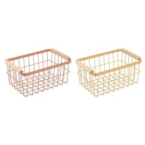 Mehrzweckkorb DKD Home Decor Metall Terrakotta Gelb Kiefer (30,5 x 20 x 14,5 cm) (2 Stück)