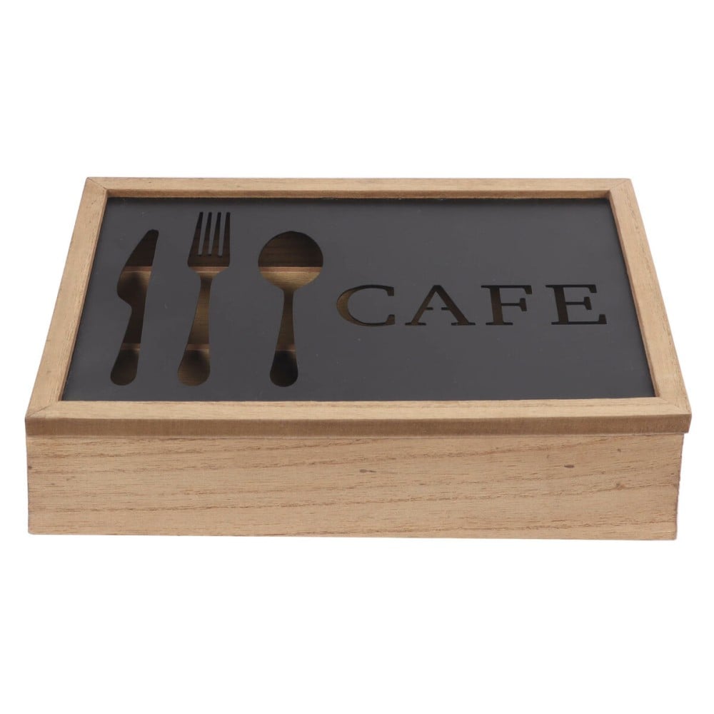 Besteckkasten DKD Home Decor Braun Schwarz Metall Holz MDF Vintage 25 x 18 x 6 cm