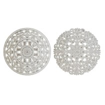 Décoration murale DKD Home Decor Blanc Mandala Indien Finition vieillie 30 x 2 x 30 cm (2 Unités)