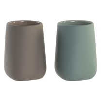 Support pour brosses à dents DKD Home Decor Vert Beige Dolomite 8 x 8 x 11 cm (2 Unités)