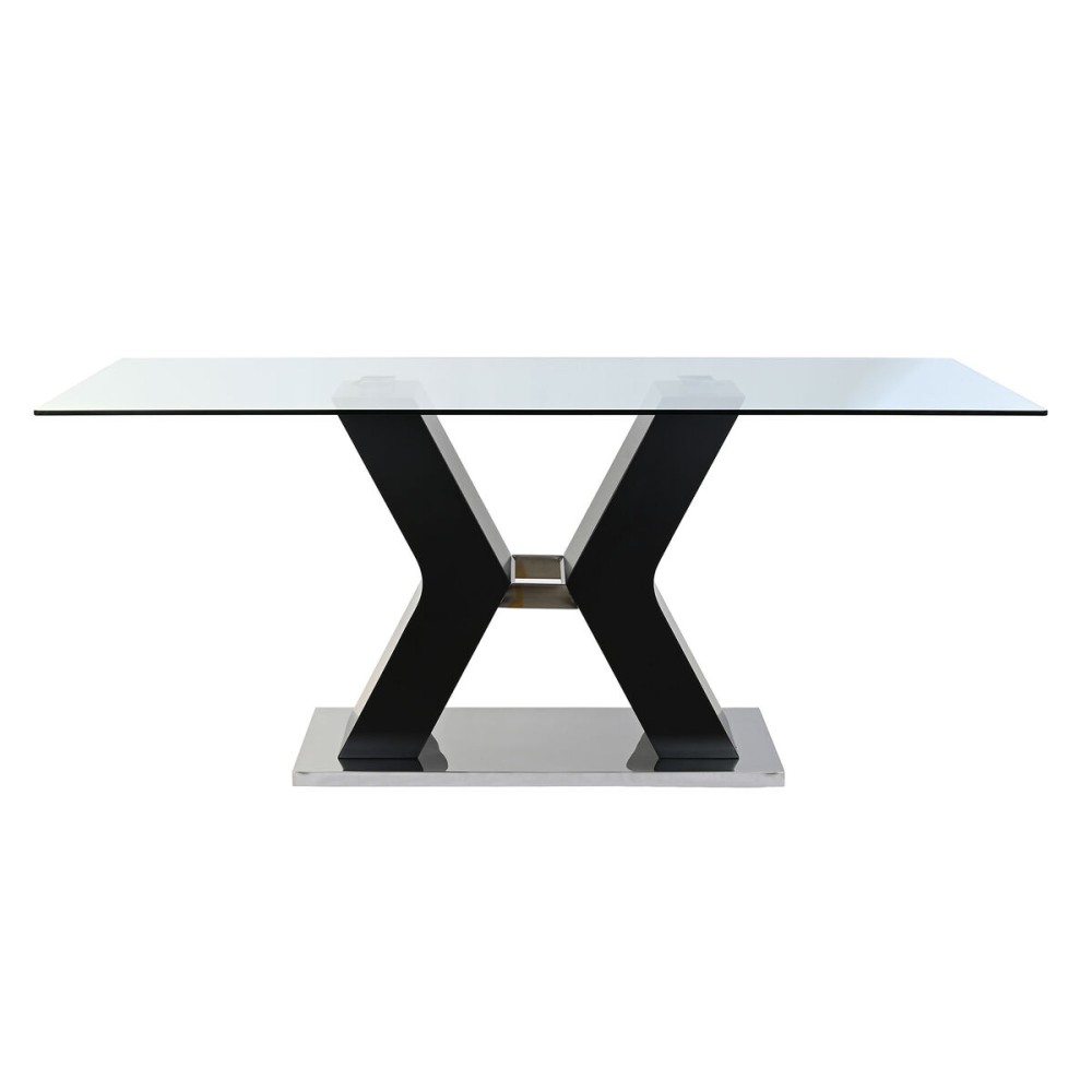 Table de Salle à Manger DKD Home Decor Noir Bois Verre trempé Bois MDF 180 x 90 x 76 cm