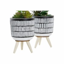 Plante décorative DKD Home Decor Céramique Noir Polyéthylène Blanc Vert (7 x 7 x 19 cm) (2 Unités)