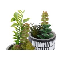 Plante décorative DKD Home Decor Céramique Noir Polyéthylène Blanc Vert (7 x 7 x 19 cm) (2 Unités)