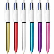 Set of Biros Bic Shine Silver White Multicolour (12 Pieces)