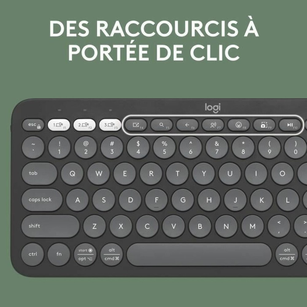 Bluetooth-Tastatur für Tablet Logitech K380 Französisch Grau Graphit Dunkelgrau AZERTY