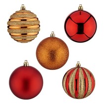 Weihnachtsbaumkugeln Ø 8 cm 30 Stück Rot Gold Orange PVC