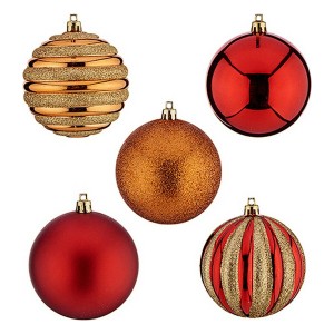 Weihnachtsbaumkugeln Ø 8 cm 30 Stück Rot Gold Orange PVC