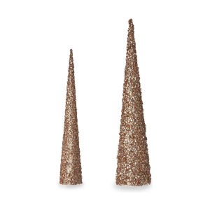 Weihnachtsschmuck Krist+ 193YYX38-MNCA-3 Bronze Gold Pailletten Weihnachten 9,5 x 60 x 9,5 cm 8,5 x 8,5 x 40 cm Kegel