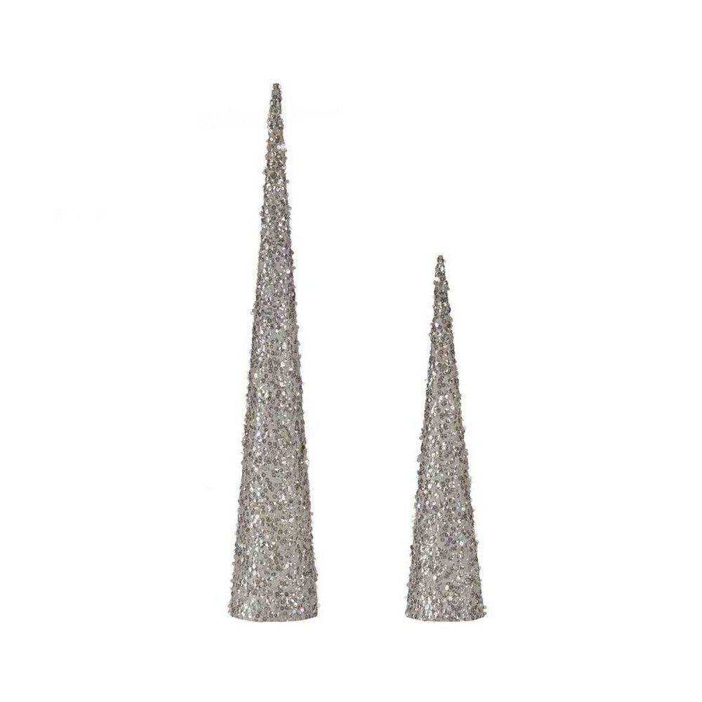 Weihnachtsschmuck Krist+ 193YYX38-MNCA-4 Weiß Pailletten Weihnachten 9,5 x 60 x 9,5 cm Kegel