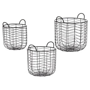 Set of Baskets Black Metal (3 pcs)