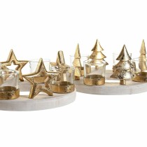 Bougeoirs de Noël DKD Home Decor Naturel Doré (2 Unités) (21 x 11,5 x 21 cm)