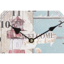 Horloge Murale DKD Home Decor Multicouleur Phare Bois MDF méditerranéen (2 Unités) (20 x 3 x 20 cm)