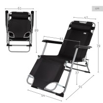 Sun-lounger Aktive Black 153 x 33 x 47 cm