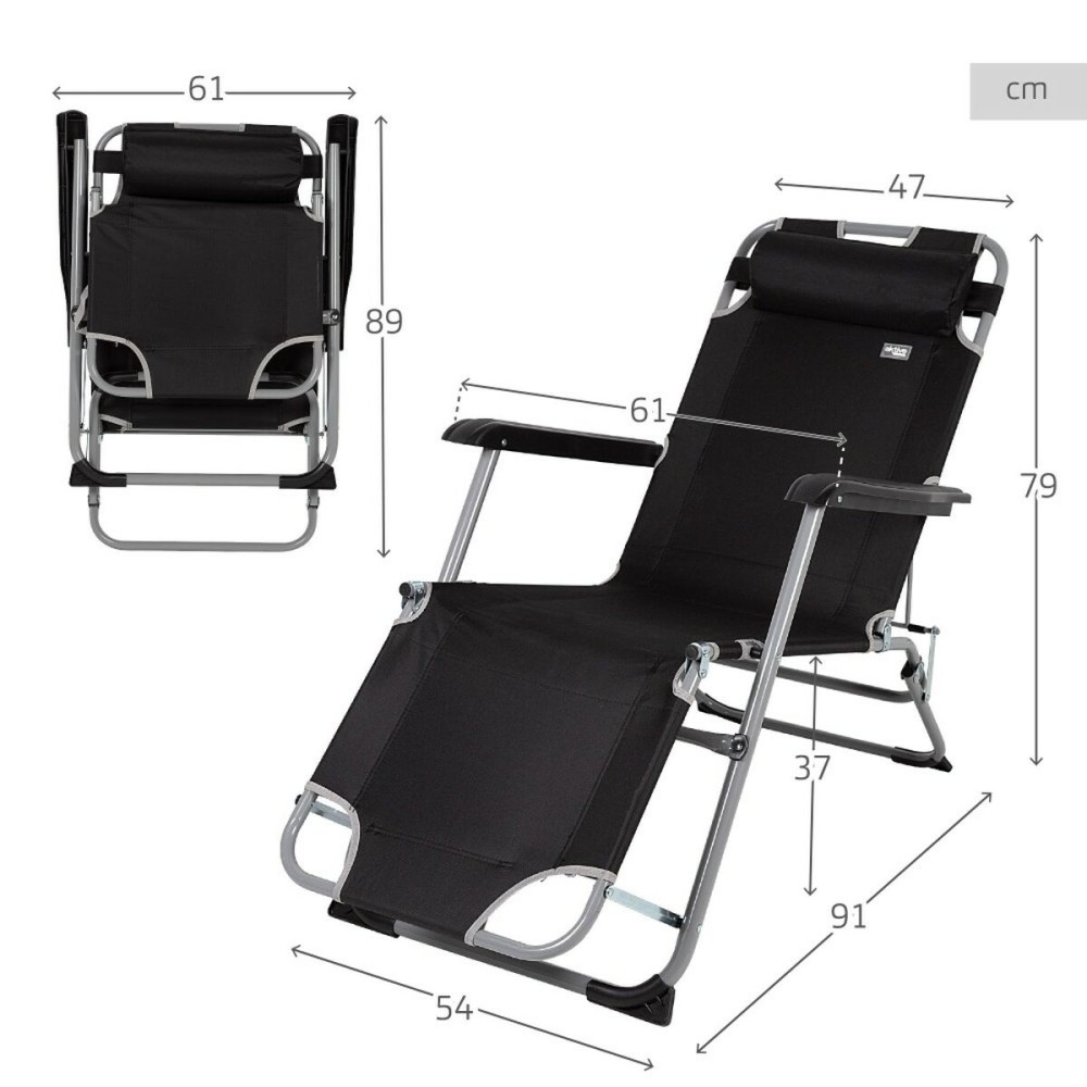 Sun-lounger Aktive Black 153 x 33 x 47 cm