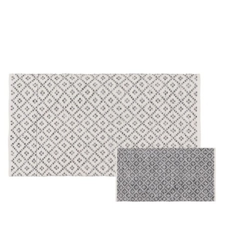 Tapis Blanc Gris 70 % coton 30 % Polyester 80 x 150 cm