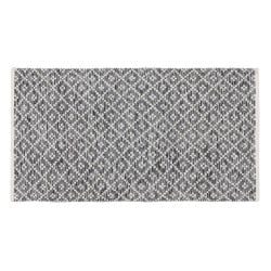 Carpet White Grey 70 % cotton 30 % Polyester 80 x 150 cm