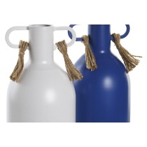 Vase DKD Home Decor Metal White Navy Blue (9 x 9 x 19 cm) (2 Units)