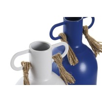 Vase DKD Home Decor Metall Weiß Marineblau (9 x 9 x 19 cm) (2 Stück)