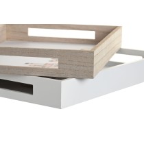 Tablett für Snacks DKD Home Decor Bunt Holz MDF Cottage Häuser (2 Stück) (40 x 30 x 5 cm)