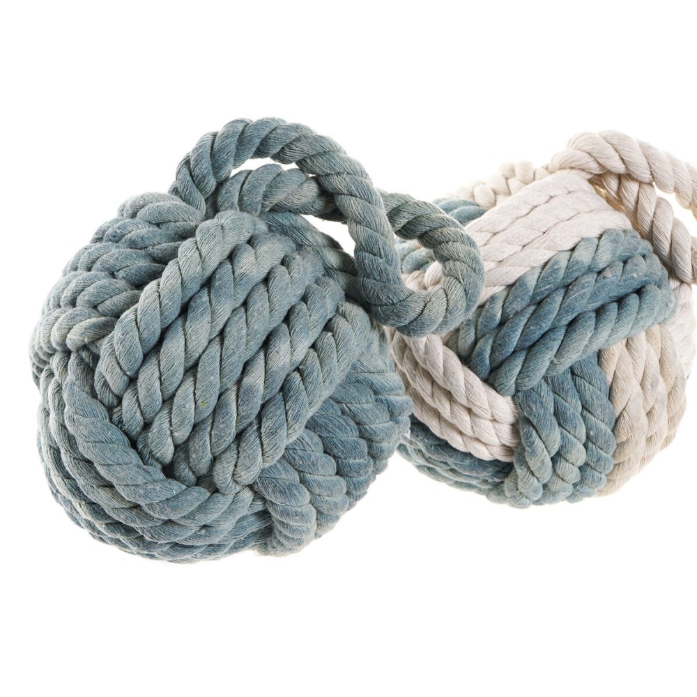 Deko-Figur DKD Home Decor Blau Braun Weiß Knoten 14 x 14 x 28 cm Mediterraner (3 Stücke)