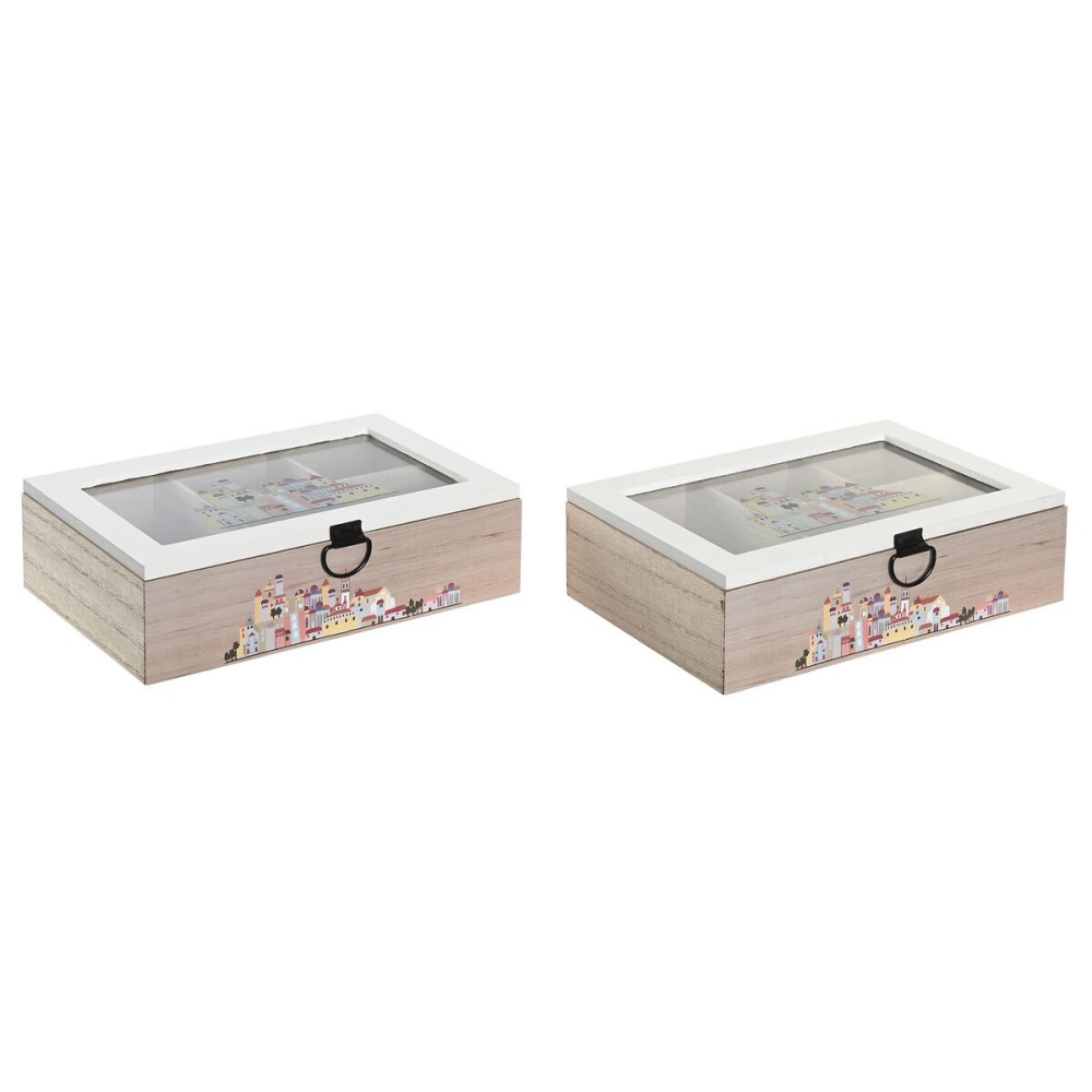 Teebox DKD Home Decor Kristall Bunt Holz MDF (2 Stück) (23 x 15 x 7 cm)