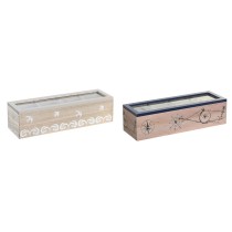 Teebox DKD Home Decor Kristall Blau Weiß Holz MDF (30 x 9 x 8 cm) (2 Stück)