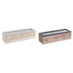 Teebox DKD Home Decor Kristall Blau Weiß Holz MDF (30 x 9 x 8 cm) (2 Stück)