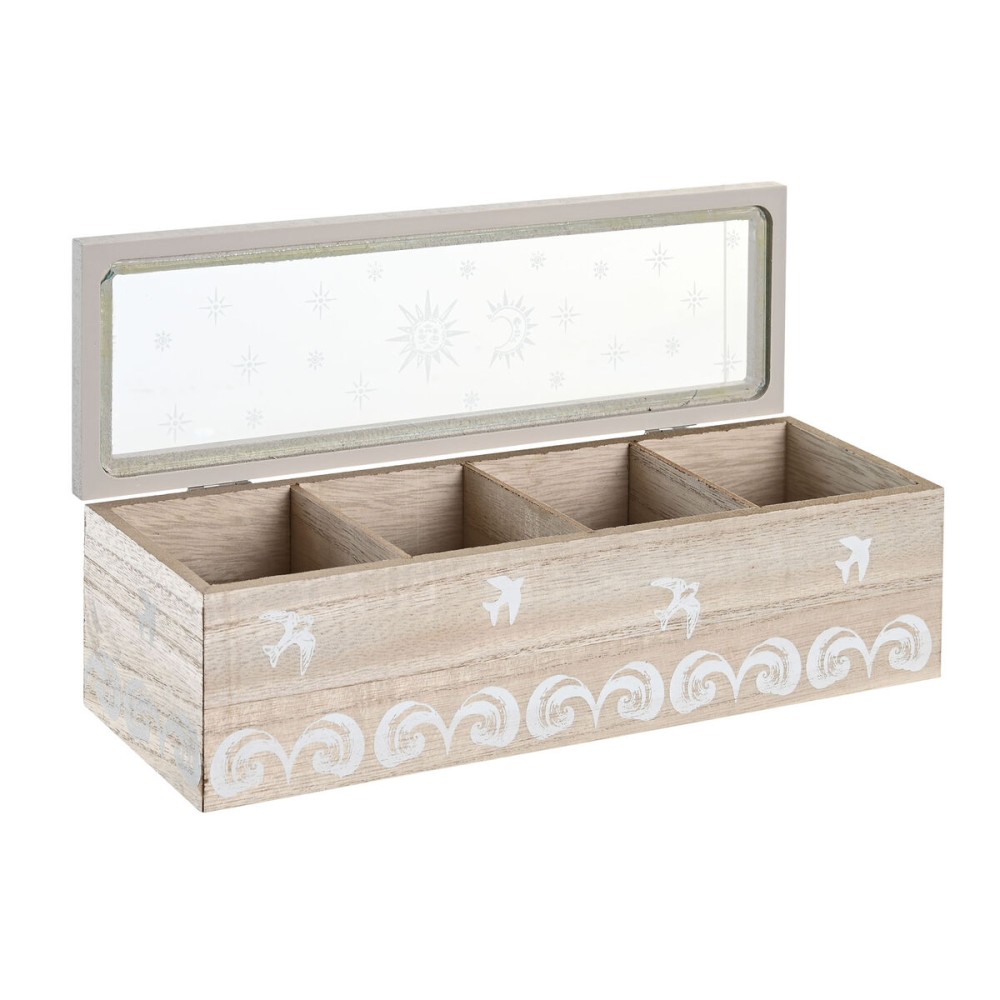 Teebox DKD Home Decor Kristall Blau Weiß Holz MDF (30 x 9 x 8 cm) (2 Stück)
