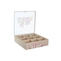 Teebox DKD Home Decor Kristall Metall Bunt Holz MDF (24,5 x 24,5 x 6 cm) (2 Stück)