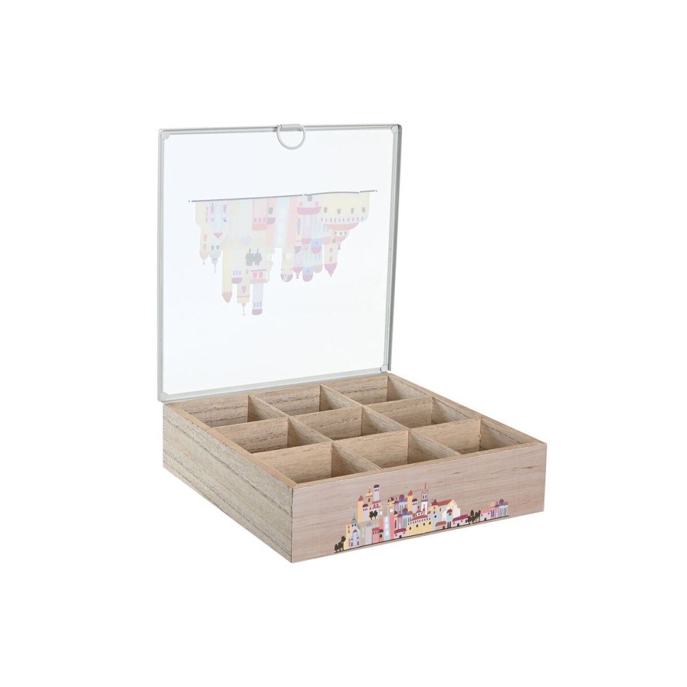 Box for Infusions DKD Home Decor Crystal Metal Multicolour MDF Wood (24,5 x 24,5 x 6 cm) (2 Units)