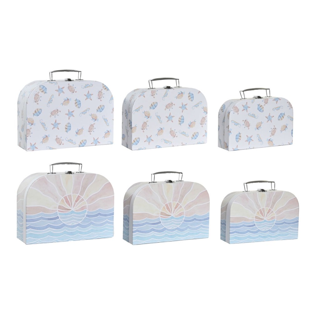 Set de boîtes décoratives DKD Home Decor Multicouleur Métal Carton 28 x 9,5 x 20 cm (2 Unités)