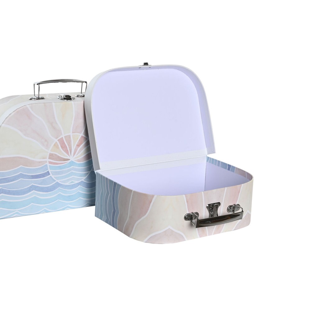 Set de boîtes décoratives DKD Home Decor Multicouleur Métal Carton 28 x 9,5 x 20 cm (2 Unités)
