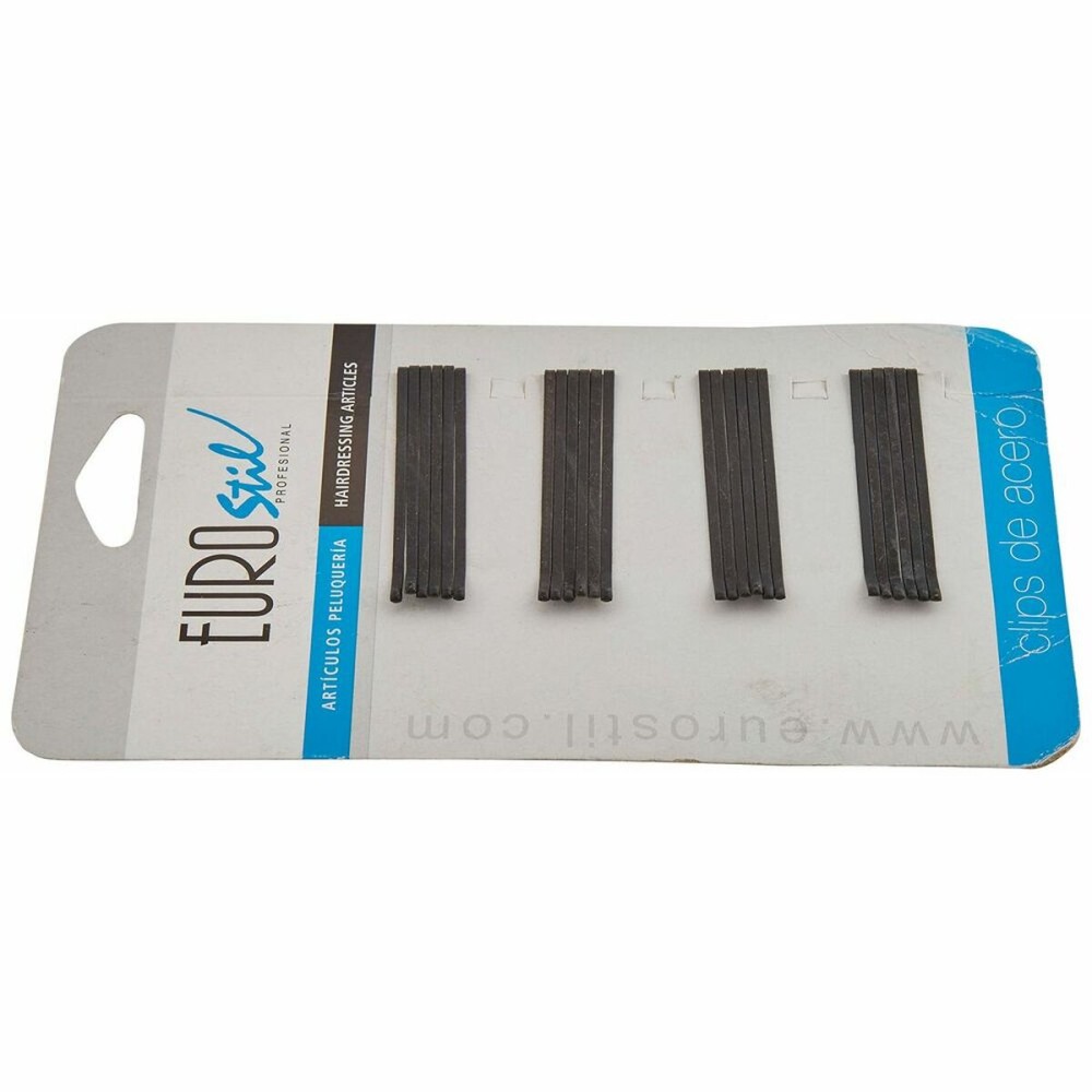 Pinces à cheveux Eurostil 24 Clips 50 mm Noir (24 pcs)