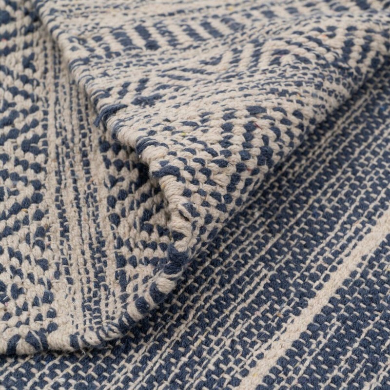 Carpet Blue White 70 % cotton 30 % Polyester 80 x 150 cm