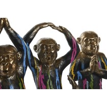 Deko-Figur DKD Home Decor Gold Harz Bunt Affe Moderne (19 x 12 x 24,5 cm) (3 Stück)