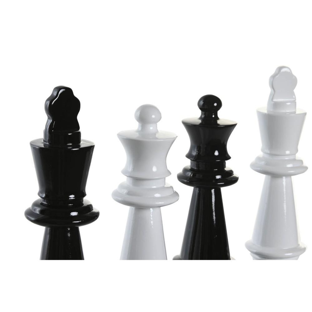 Figurine Décorative DKD Home Decor Noir Blanc Résine Pièces du jeu d'échec Moderne (11 x 11 x 27,5 cm) (4 Unités)