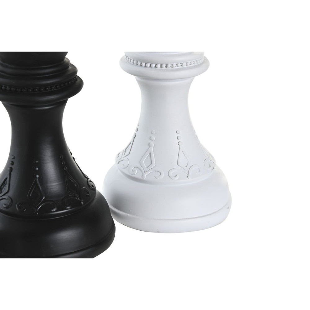 Figurine Décorative DKD Home Decor Blanc Noir Pièces du jeu d'échec 12 x 12 x 25,5 cm (4 Unités)