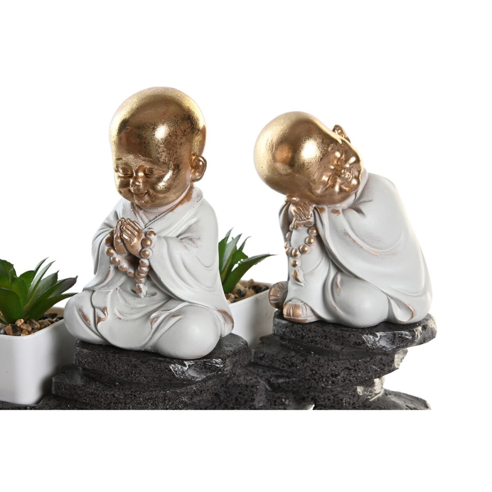Deko-Figur DKD Home Decor Schwarz Gold Weiß Harz Mönch Orientalisch (21 x 7,5 x 25 cm) (2 Stück)