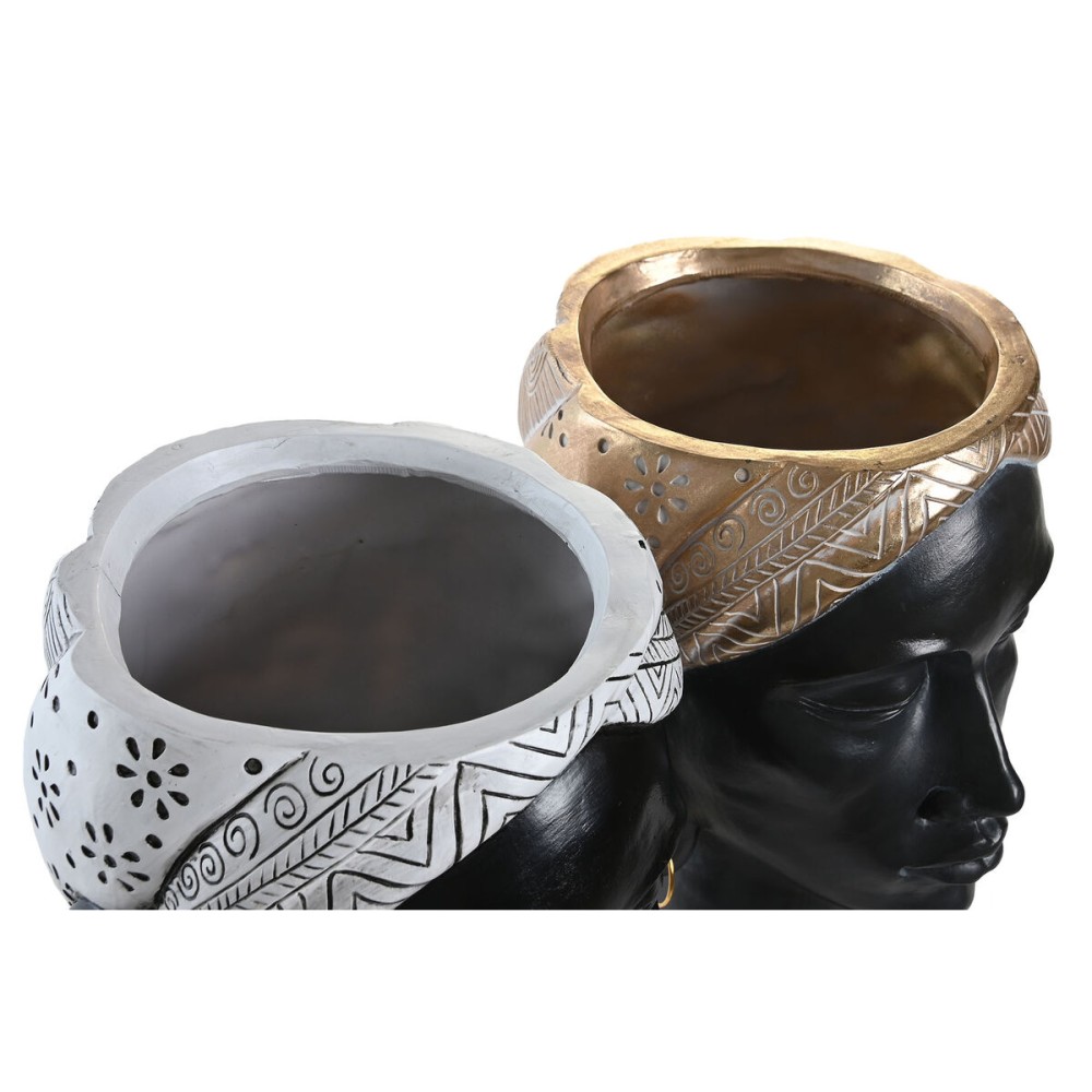 Deko-Figur DKD Home Decor Silberfarben Gold Braun Harz Kolonial Afrikanerin (19,5 x 11 x 39,5 cm) (2 Stück)