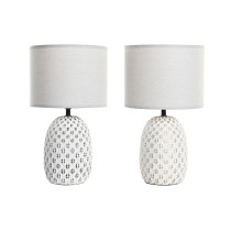 Tischlampe DKD Home Decor Kupfer Weiß Steingut 220 V 40 W (24 x 24 x 40 cm) (2 Stück)