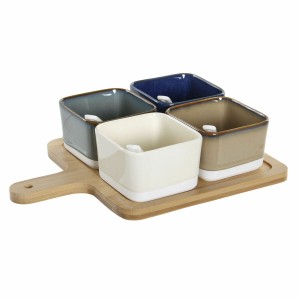 Appetizer Set DKD Home Decor 27 x 20 x 1,3 cm Porcelain Beige Blue Brown Green Modern