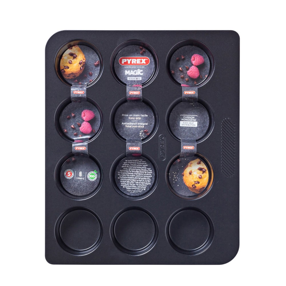 Moules à Muffins Pyrex Magic Noir 31 x 26 x 4 cm (6 Unités)