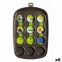 Muffinform Pyrex Asimetria Schwarz 38 x 25 x 5 cm (6 Stück)