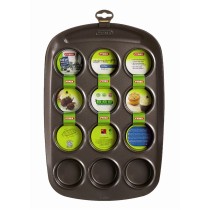Muffin Tray Pyrex Asimetria Black 38 x 25 x 5 cm (6 Units)