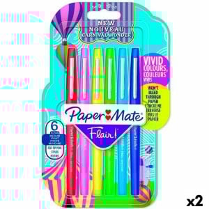 Set of Felt Tip Pens Paper Mate Flair Multicolour 6 Pieces (2 Units)