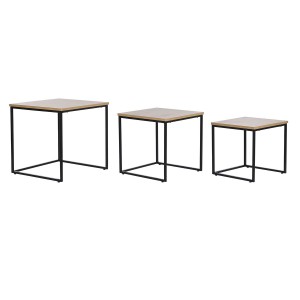Jeu de 3 tables DKD Home Decor Noir Métal 45 x 45 x 45 cm Bois MDF