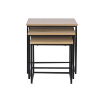 Jeu de 3 tables DKD Home Decor Noir Métal 45 x 45 x 45 cm Bois MDF