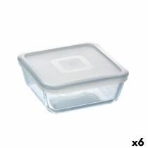 Square Lunch Box with Lid Pyrex Cook&freeze Transparent Glass Silicone 850 ml 15 x 15 x 6 cm (6 Units)